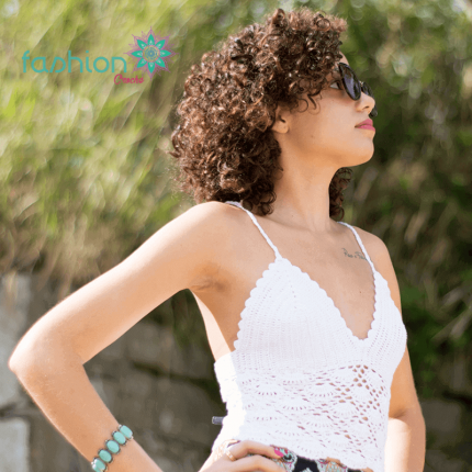 cropped croche branco albino